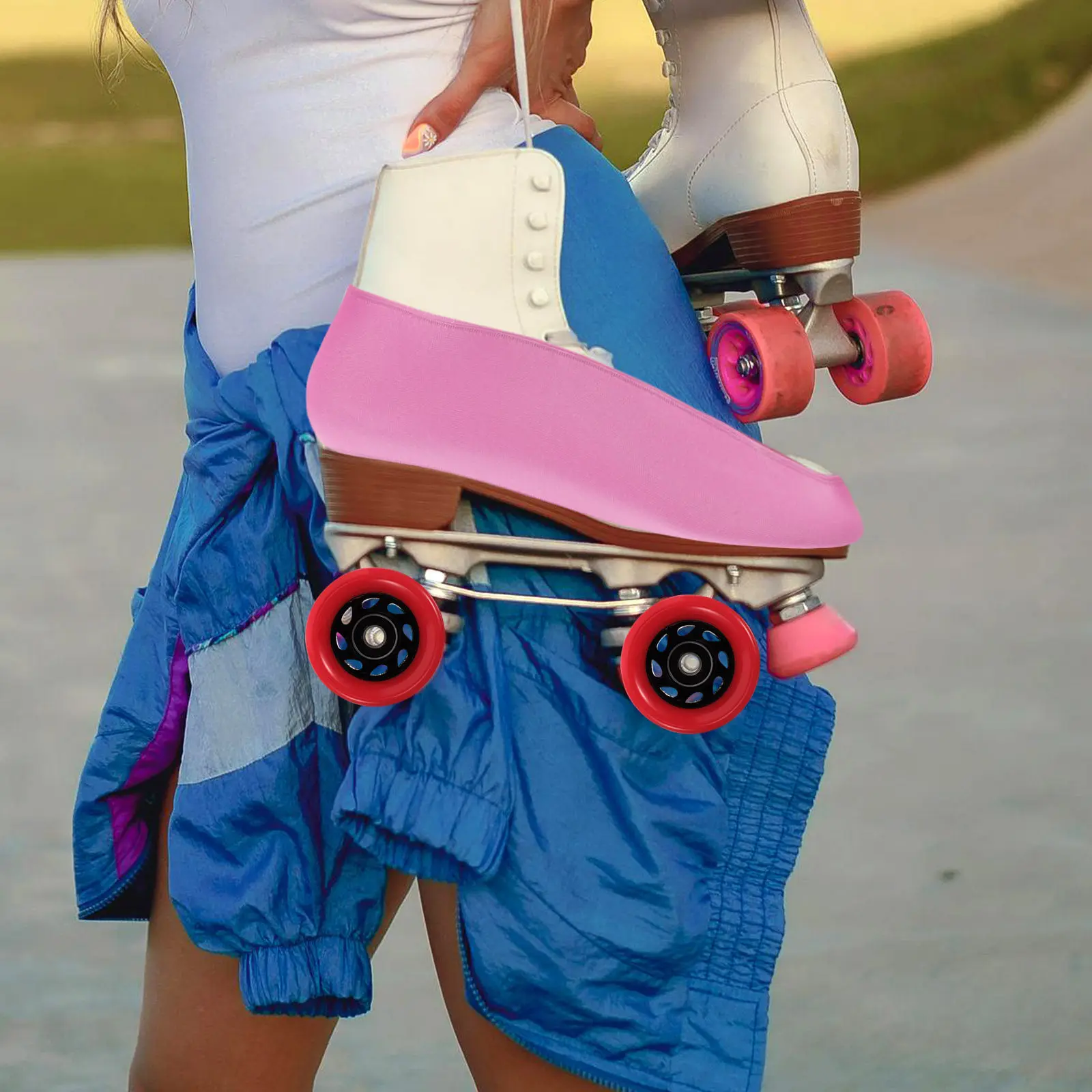

1Pair Roller Skate Shoe Covers Elastic Boot Cover Anti-Friction Protection for Indoor Outdoor Skating Size 34-38 Pink