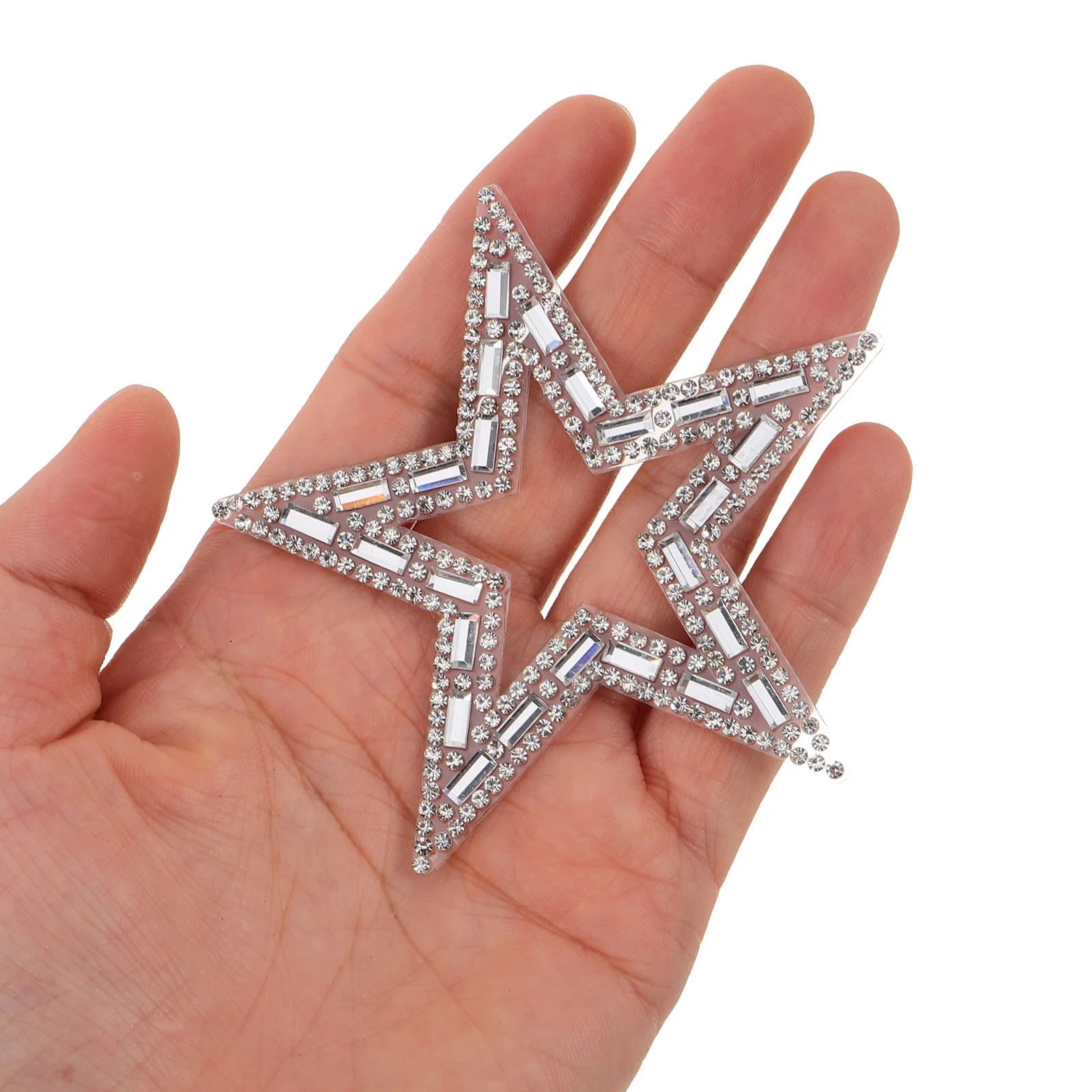 

10pcs 8Cm Star Shape Rhinestone Applique Patches Sparkling Glitter Embellishments For Clothing Repair Decoration Diy Sew On