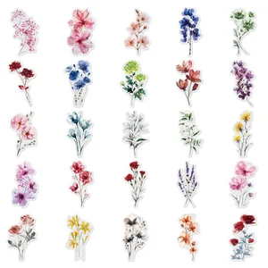 Transparente Haustierfarbe Blumenaufkleber, DIY -Telefonkastenmaterial, Pflanzenwasserbecher, Handbuch, 50pcs 8 Hauptaufkleber für Schmerzen - №4