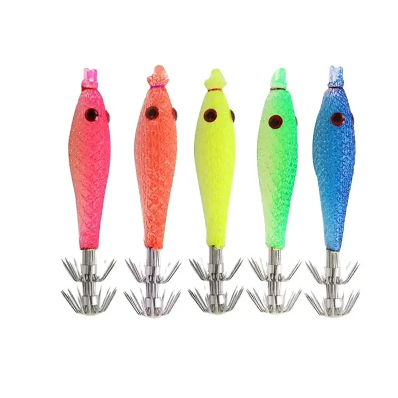 2 Stück/Box Leuchtender Tintenfisch-Haken Künstlicher Harter Köder Simulierte Falsche Garnelen Oktopus-Köder Tintenfisch-Meeresfischerei Regenschirm-Haken