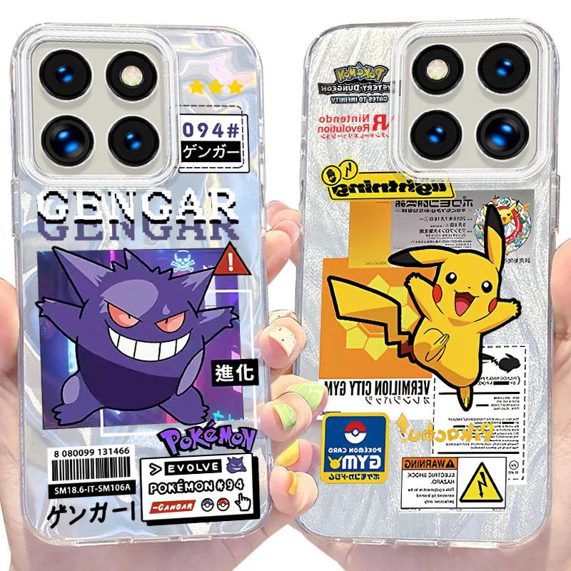 Funda de teléfono reflectante de Anime Pokémon Gengar para Xiaomi, 13T Pro, 11 Lite, 11i, POCO X6, X5, X3, NFC, M6, 5G, M4, M3, M2, F6, F5, F3, C61, 4G