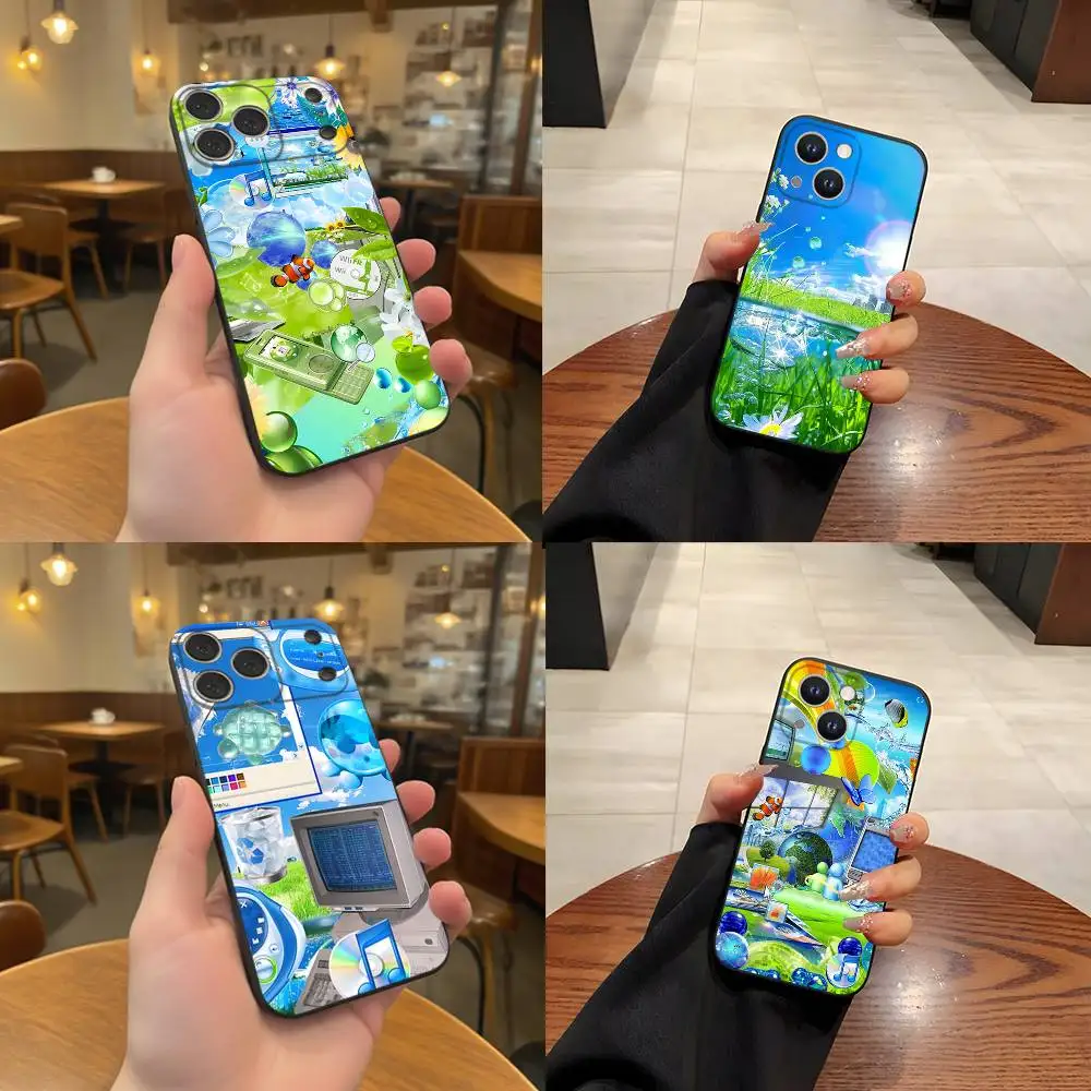 

Frutiger Aero Phone Case For iPhone 17,16,15,14,13,12,11,Pro,Max,Plus Black Soft Cover