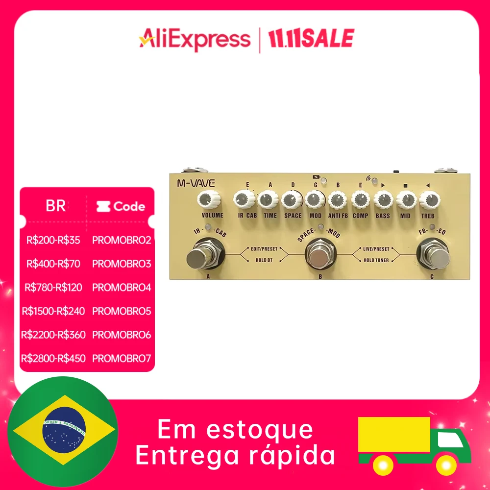 M-vave Cube BABY Pedal multiefecto para guitarra eléctrica/bajo/pedales de efectos de guitarra acústica combinada accesorios de guitarra inalámbrica