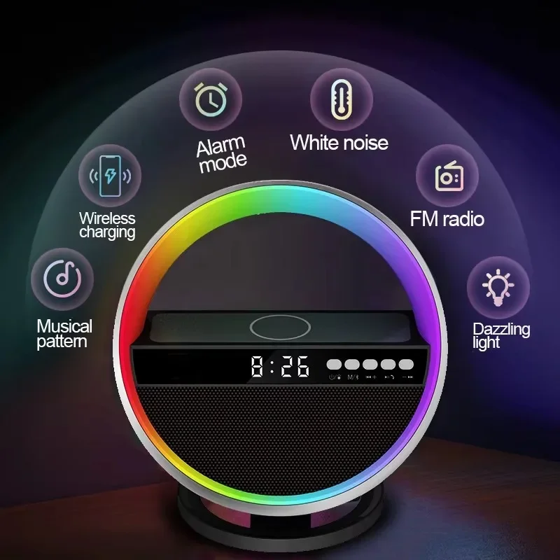 G5 Multifunctional Wireless Charging Bluetooth Speaker Portable RGB High Volume Subwoofer TWS/TF/AUX Stereo Bluetooth Speaker