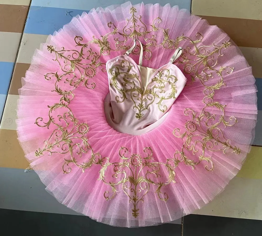 Ballet Tutu Profissional para Mulheres e Crianças, Panqueca Rosa, Lago dos Cisnes, Trajes de Dança, Beleza Roupas de Dança, Vestido Bailarina