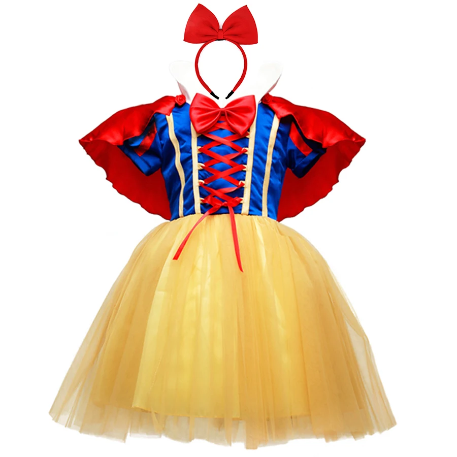 Snow White Princess Dress for Girl Costume with Cloak Summer Halloween Party Costume Clothing Sets Kids Clothes Girls Dresses