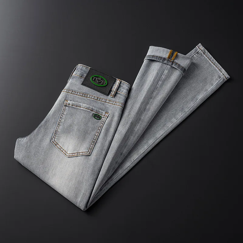 High-End Pure Gray Simple Jeans Men's 2024 Spring and Summer New Fashion Brand Business Stretch Slim Fit Skinny Pants