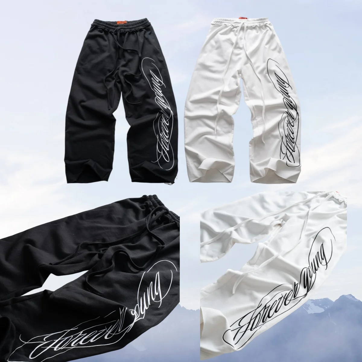 

Y2K American hip-hop letter embroidered streetwear men's and women's retro jogging loose wide-leg oversized casual pants