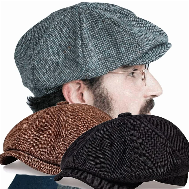 Fashion Classic Hat for Men Caps Vintage Retro Tweed Peaky Blinders Beret Hat Flat Peaked Cap Street Hats for Women Men