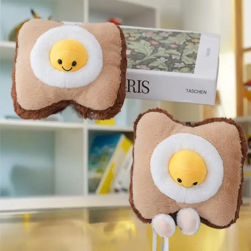 Leuke leuke simulatie voedsel toast gebakken ei pluche pop hanger rugzak hangende ornamenten geschenken