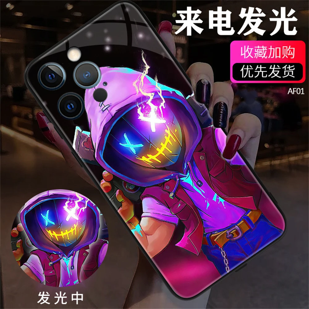 

2024 Cartoon Heroes Luxury Smart Led Light Phone Case Music Cool Luminous Cell Phone Case For iPhone 16 15 14 13 12 11 Pro Max X