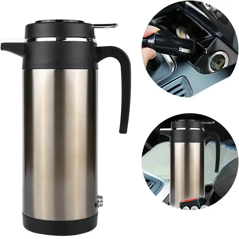 12V/24V Vehicle Hot Water Boiling Electric Kettle Travel Truck Thermal Insulation Heating Cup Car Teapot Boiler Bottle 1.2L