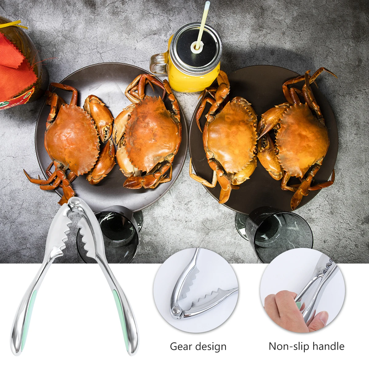 

1pc Stainless Steel Crab Tools Rustproof Non Slip Handle For Home Restaurant Hotel Use Crab Pliers Clamp Tool Seafood