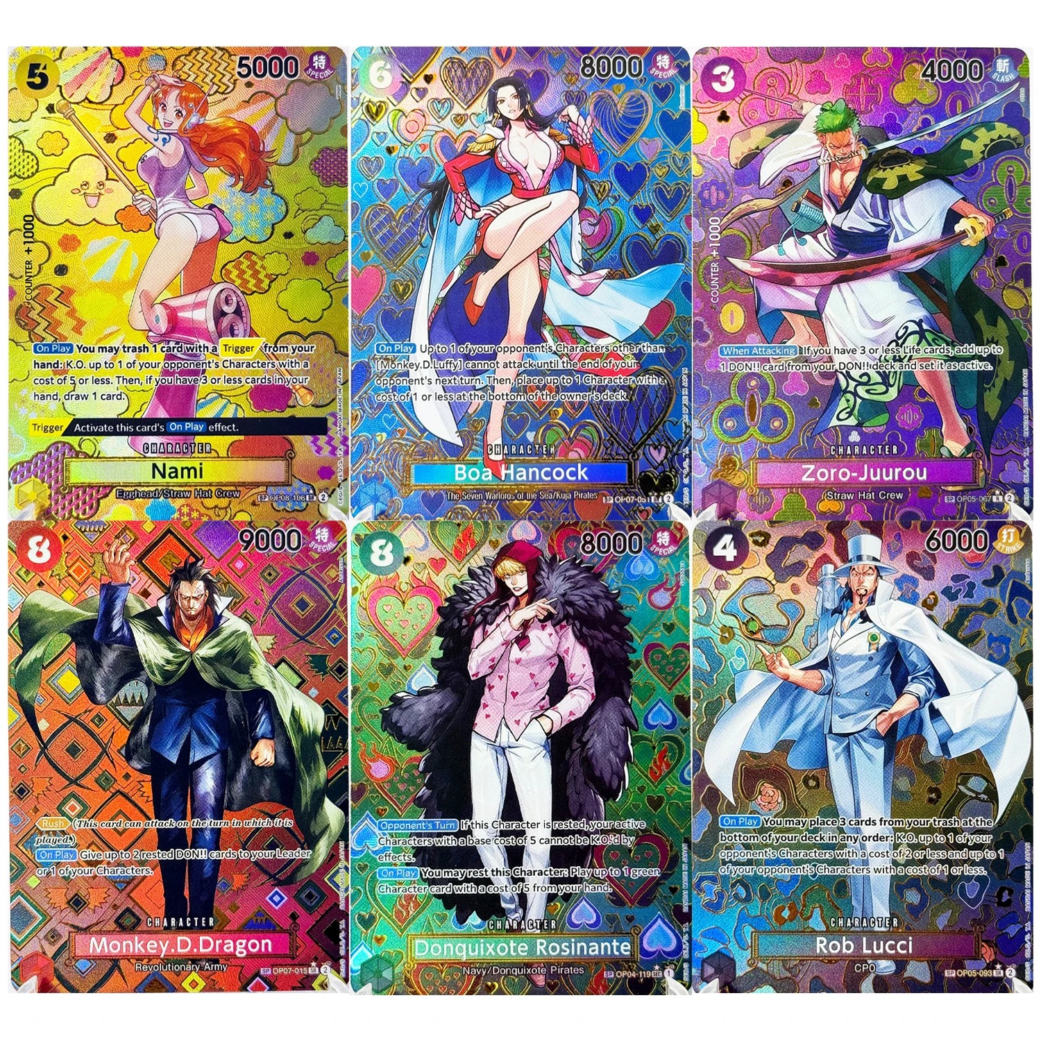 Komplettes Set One Piece Kartenspiel SP Seltene Karten Vollständige Sammlung Hochwertige DIY-Replika Anime-Folien-Proxy-Karten [Englisch/Japanisch]