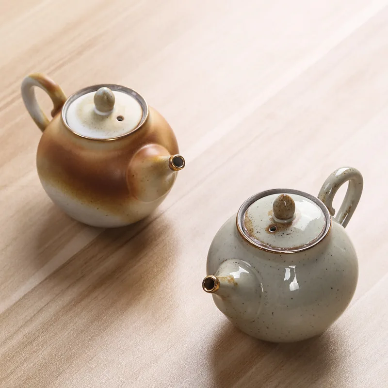 

170ml Retro Rough Ceramic Teapot Ceramic Creative Antique Small Bubble Teapot Household Chinese Black Tea Ceramic Tea Set