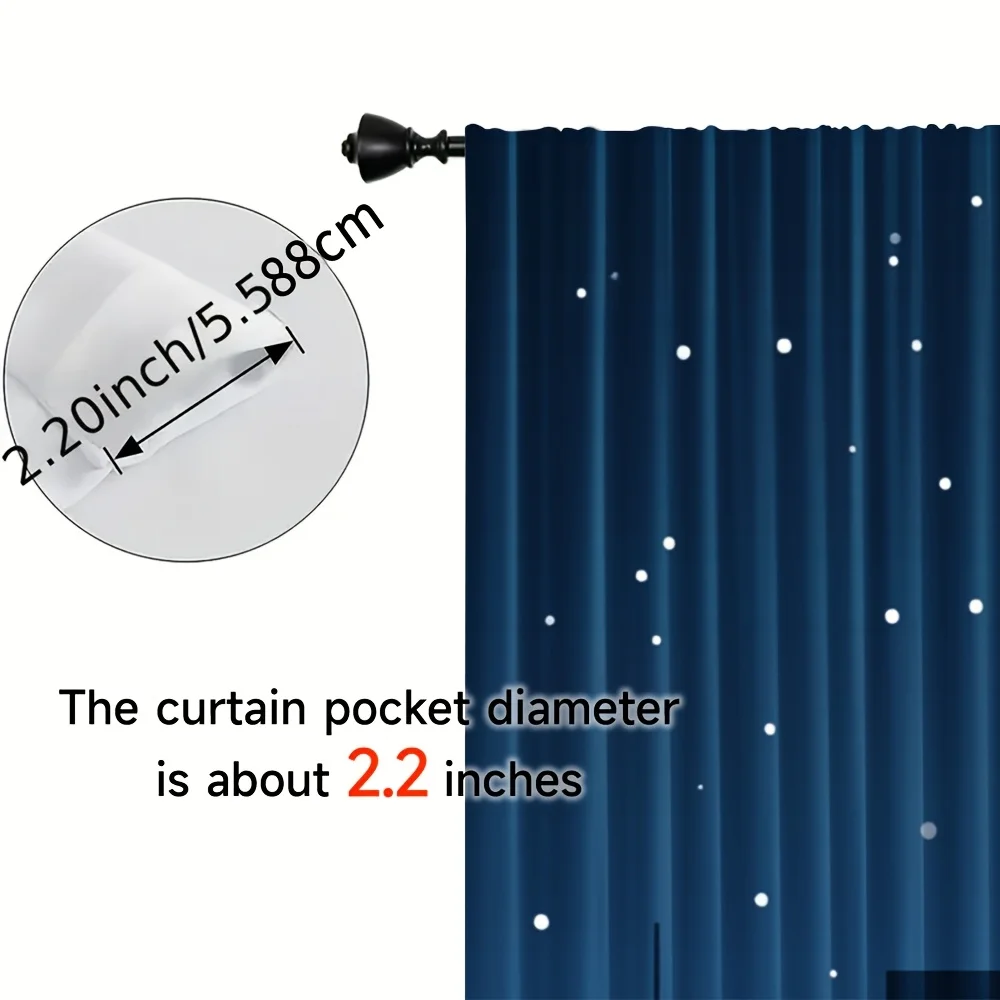 Starry Blue Night City Building Curtain Panels, Urban Skyscraper Full Print Drapes For Living Room Studio Bedroom Home Decor
