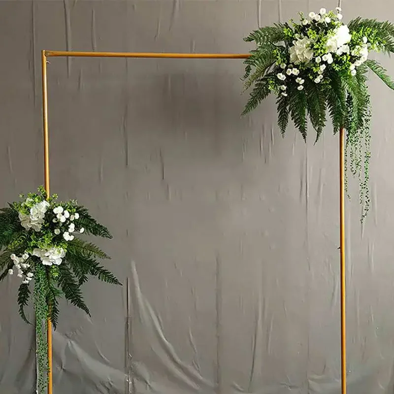 

2x1.5m Wedding Arch Garden Party Backdrop Decor Frame Flower Balloon Gold Rectangular Rack Metal Wedding Backdrop Stand