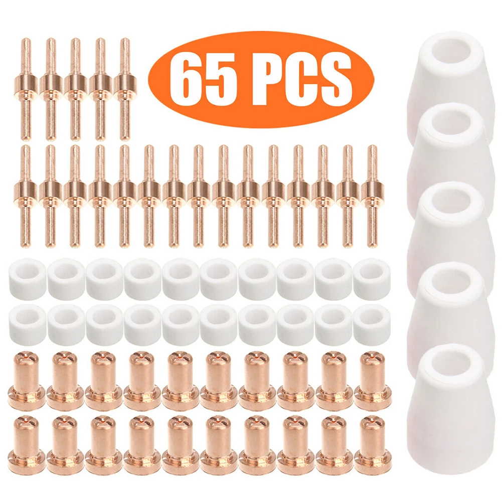 65pcs/pack Air Plasma Cutter Consumables Extend Fit For PT-31 LG-40 Torch CUT-30 40 50 Welding Accessories Kits Set