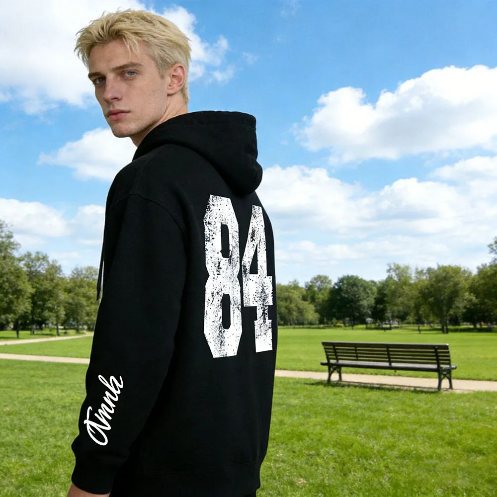 Verontruste retro gepersonaliseerde naam nummer hoodie aangepaste team fan sport sweatshirt zacht ademend spel dag outfit ideaal cadeau