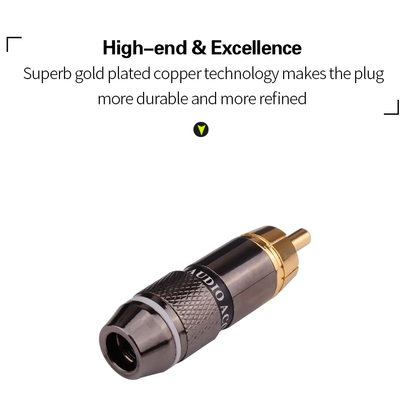 YYTCG 4PCS Audio Connectors RCA Connector Gold Plated Lotus Head Video Support 6mm Cable RCA Male Plug Adapter Hifi Cables