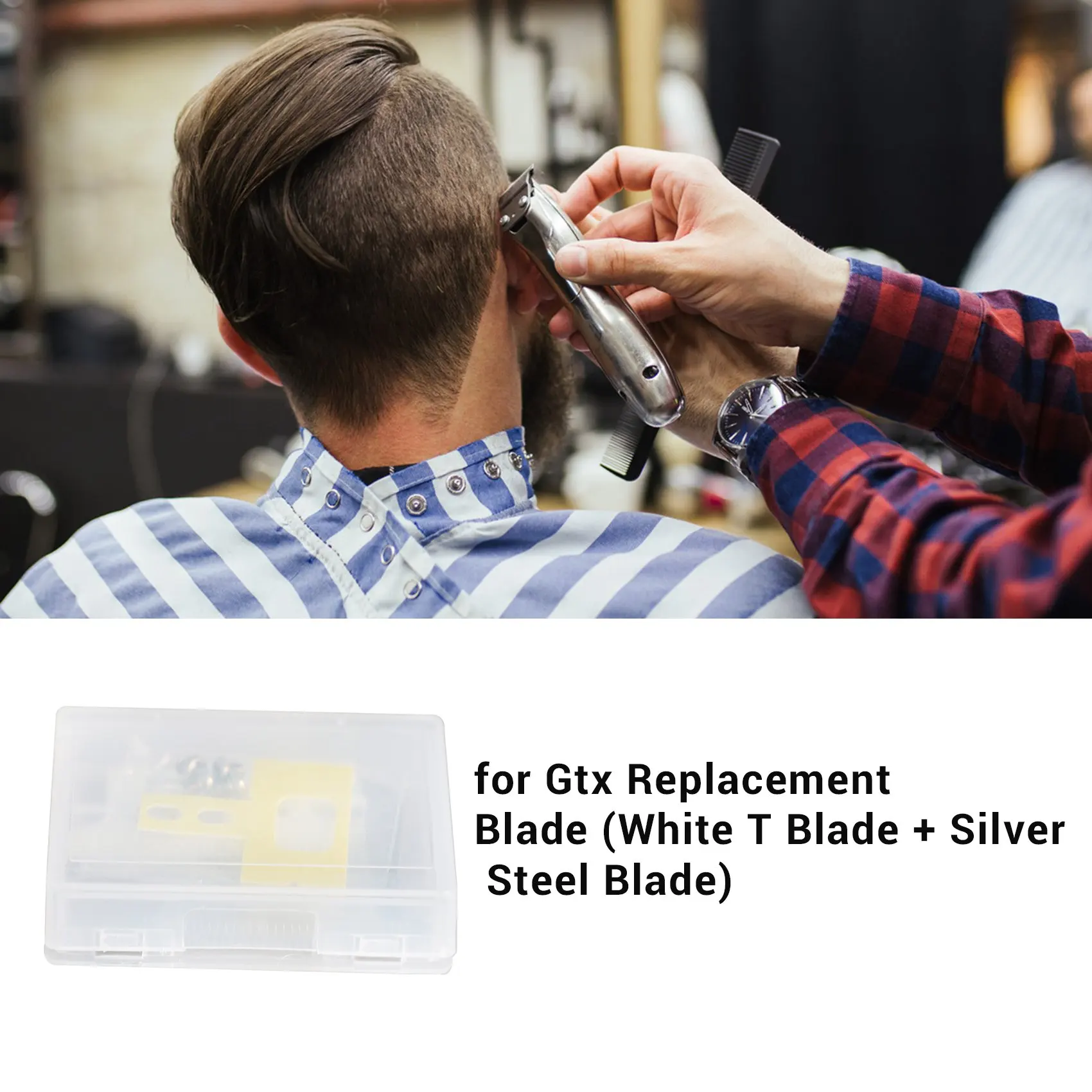 B69C Silver For T Outliner Blade For Andis For T Outliner, For Andis Gtx Replacement Blade (White T Blade + Silver Steel Blade)