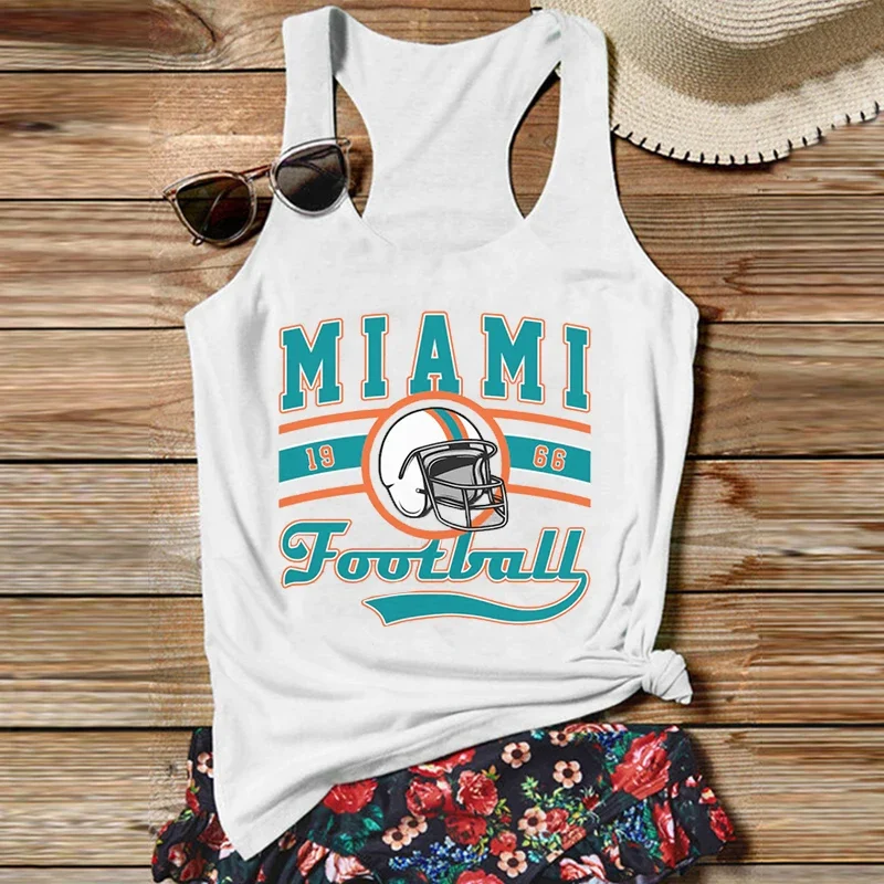 

Vintage Miami Football White Top Football Tank Top Women Summer Women Clothes Sexy Tops Gothic m