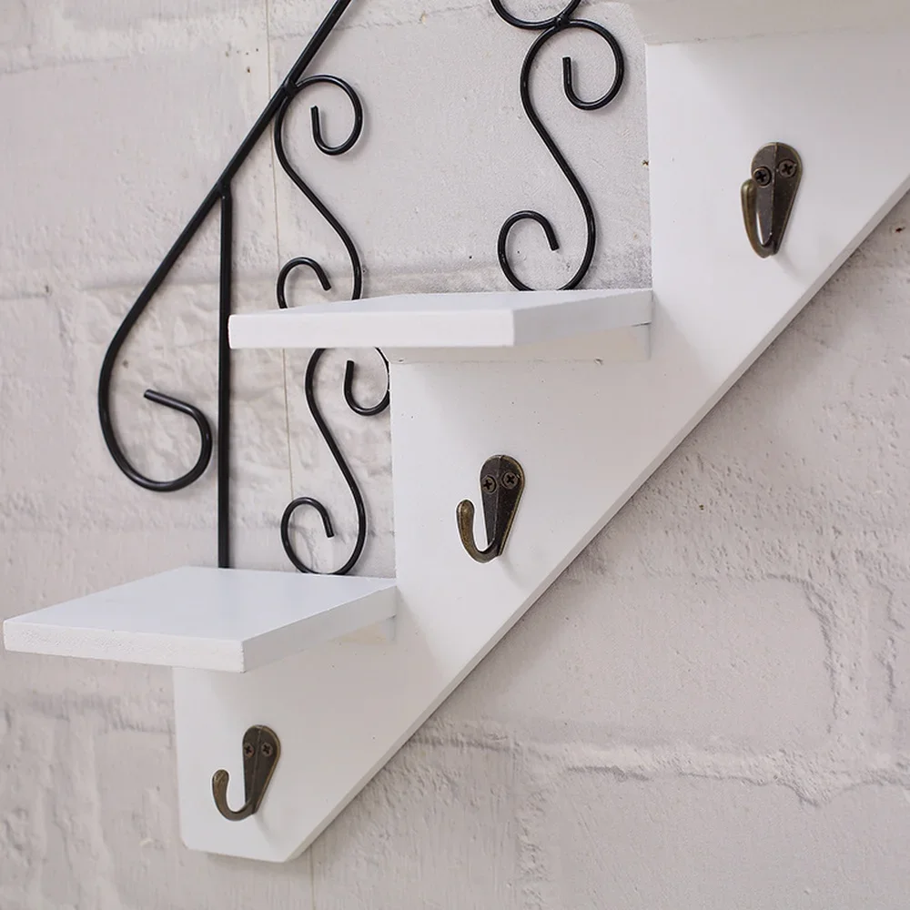 Scandinavian Wind Restaurant Wall Decoration  Hanging Hook Shelf Iron Flower   Pot  Staircase WJ916