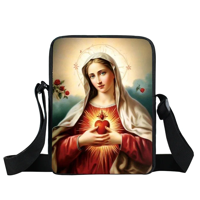 Our Lord Jesus / Virgin Mary of Guadalupe Print Messenger Bag Women Casual Shoulder Bags for Travel Christian Crossbody Bag Gift