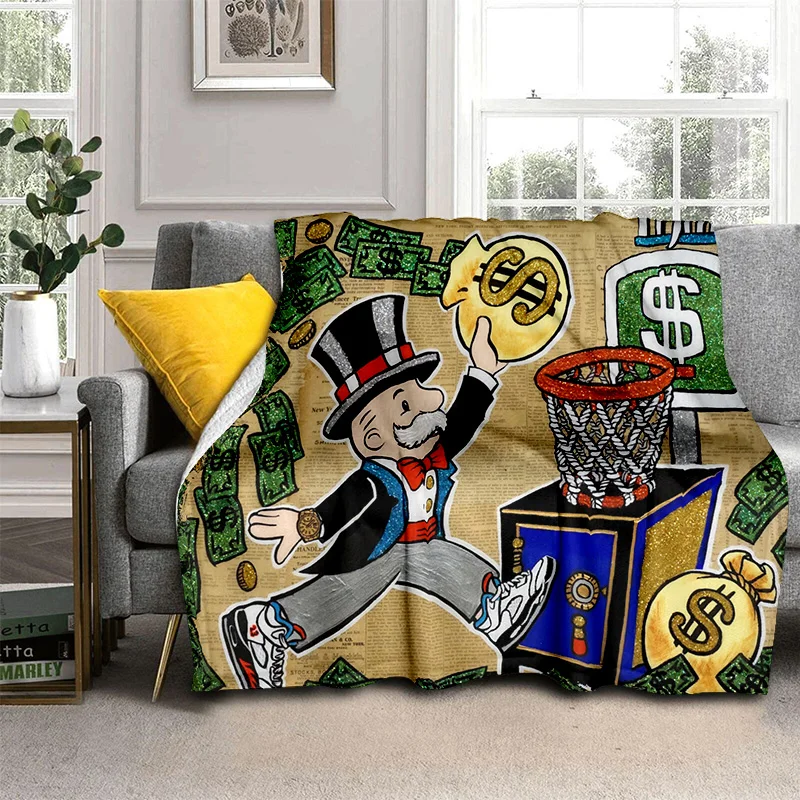 

Dollar Monopoly Cartoon Retro Games Blanket,Soft Throw Blanket for Home Bedroom Bed Sofa Picnic Travel Office Cover Blanket Kids