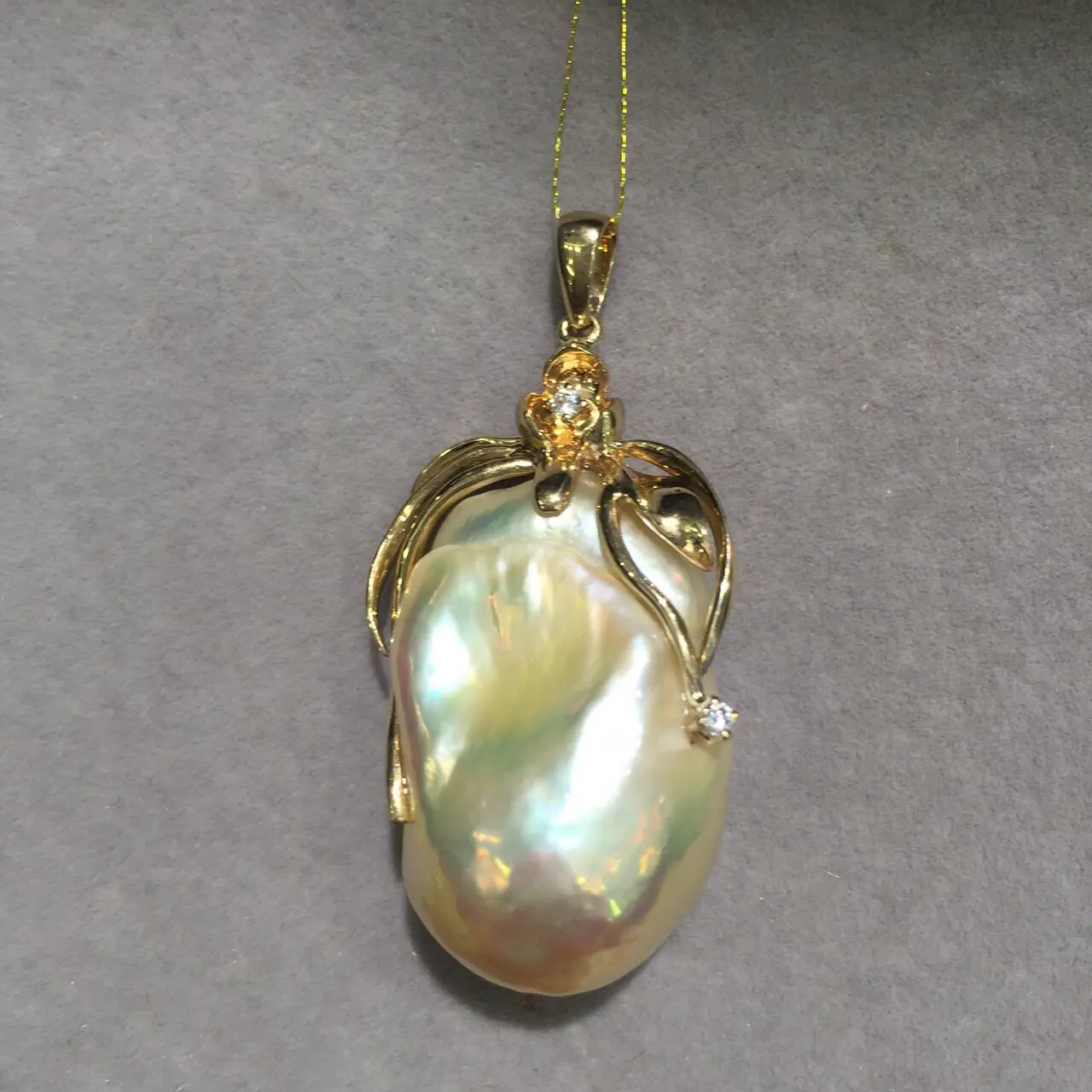 baroque natural fresh water pearl pendant 14K gold fine women jewelry MIYi