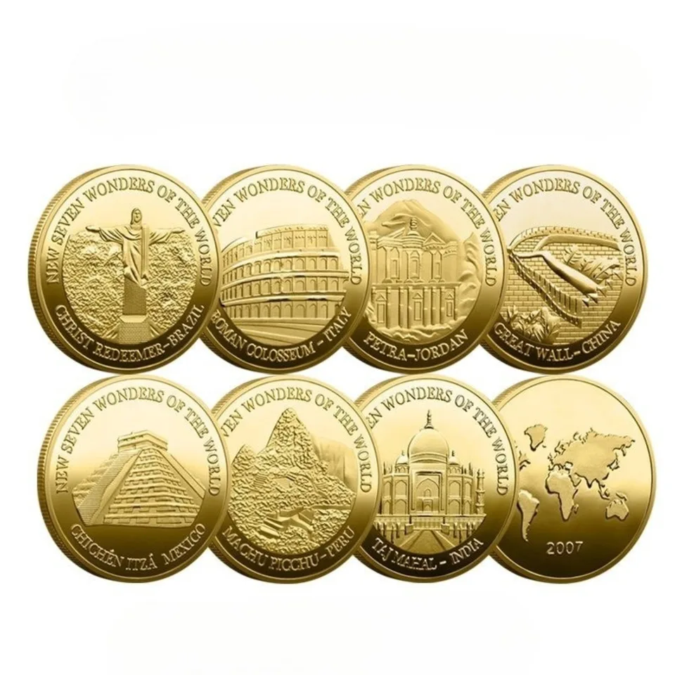 コレクション collectibles coins 1pc Seven Wonders of The World Coin Collection Gold-plated