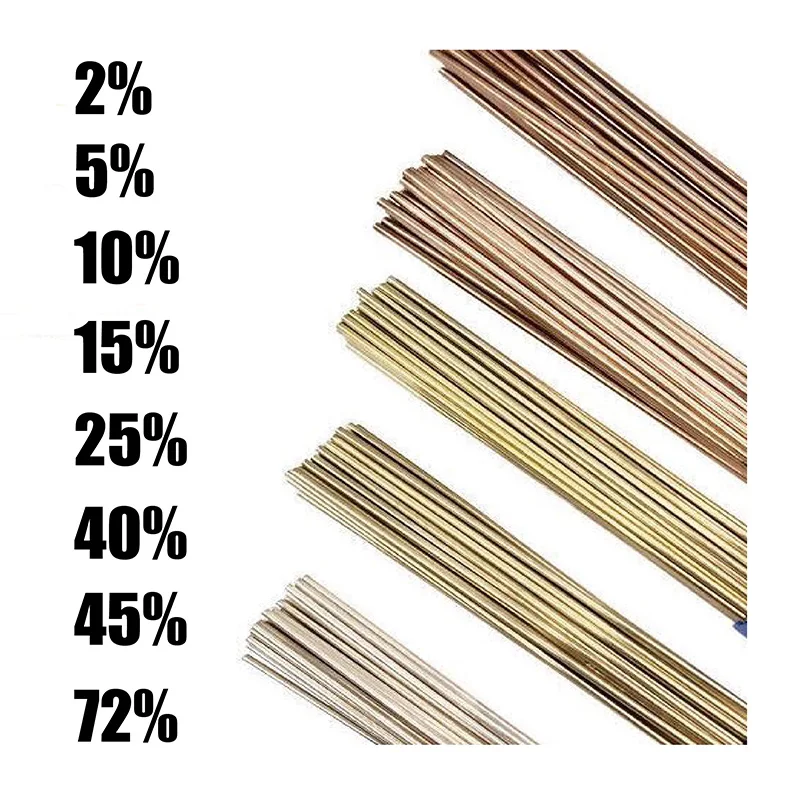 Baixa temperatura brasagem solda hastes, prata solda fio, 2%, 5%, 10%, 15%, 25%, 40%, 45%, 72%