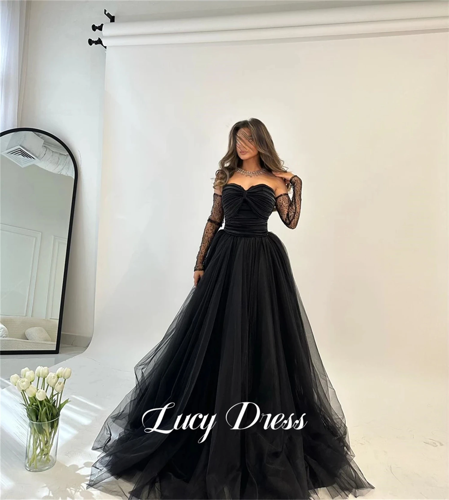 Lucy Black Mesh Graduation Gown Ball Line A Eid Dress Dresses for Special Events Happy Sharon Evening Prom Party