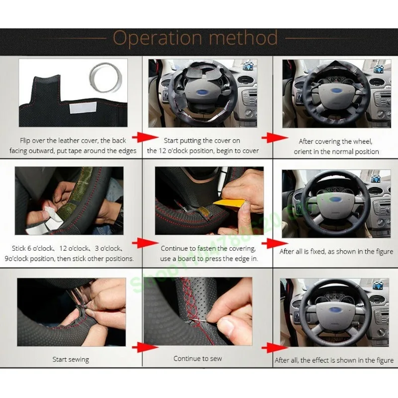 غطاء عجلة القيادة من جلد نابا مخيط يدويًا لسيارة Volkswagen VW Magotan Touareg Viloran ID.3 ID.4 Golf CC ملحقات السيارة #6