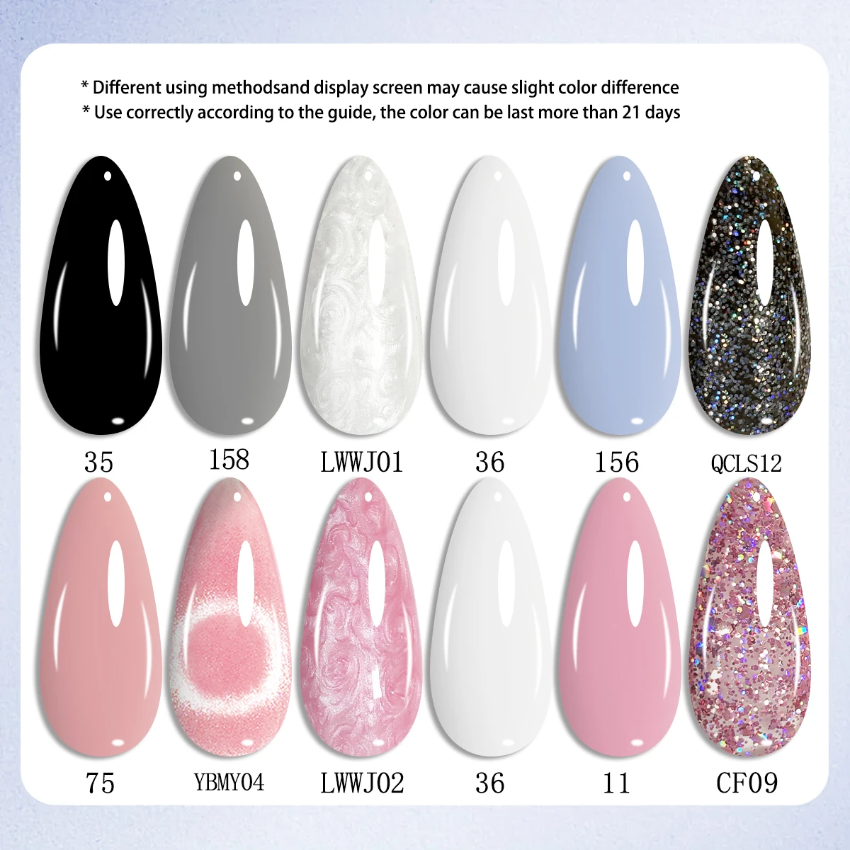 طقم طلاء أظافر جل مكون من 6 قطع مع معطف أساسي، وديكورات ملونة للحفلات والزفاف لجميع المواسم، هدية للنساء. #6