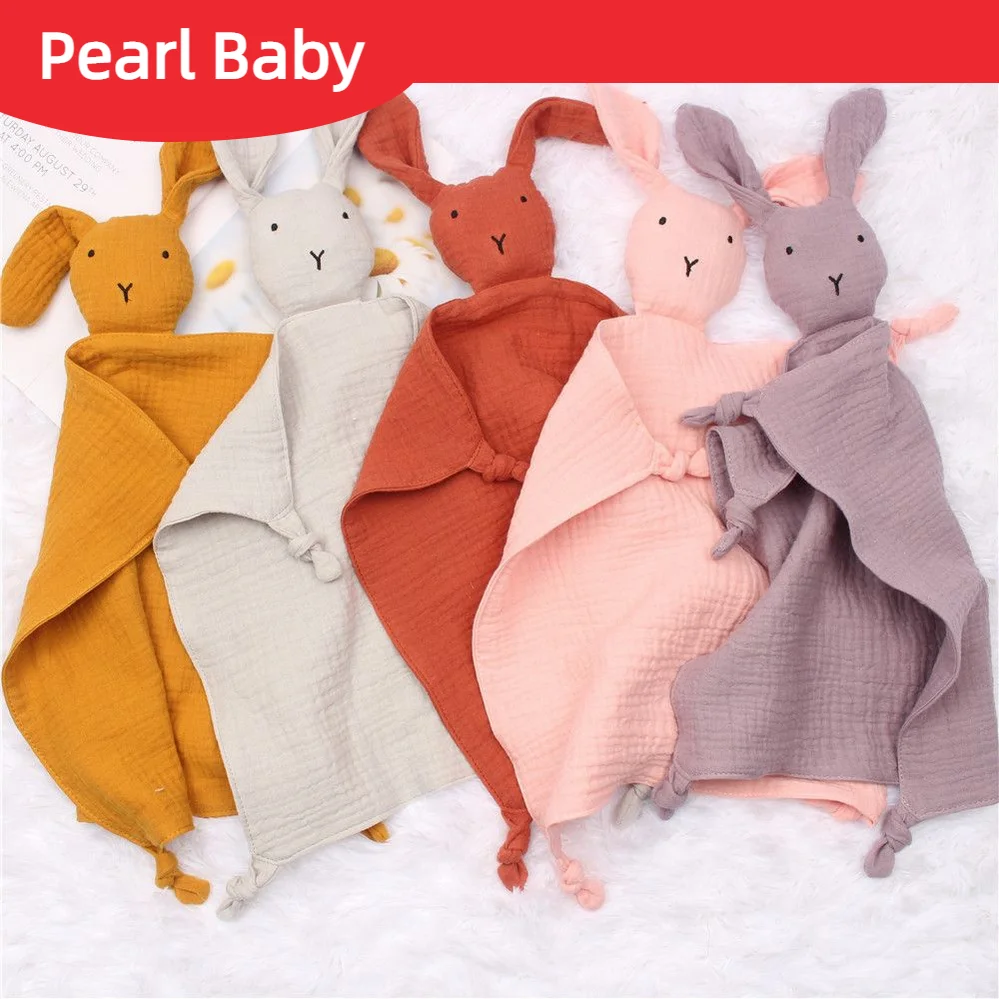 Baby Cotton Towel Baby Sleep Doll Rabbit Spit Towel Children\'s Blanket Multicolor