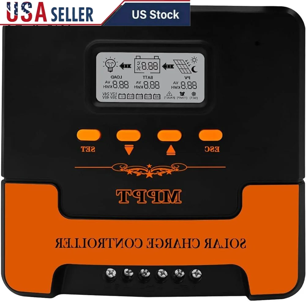 

40A MPPT Solar Charge Controller 12V 24V Dual USB Lithium LiFePO4 AGM Sealed Gel Flooded Batteries Real Time Monitoring