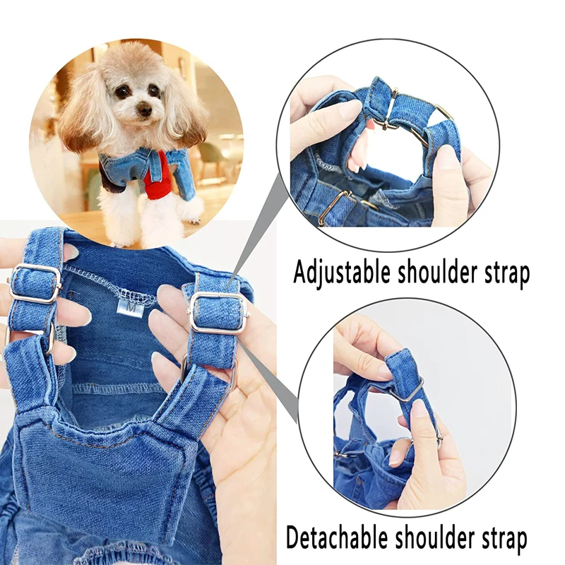 Fashion Pet Jean Overalls for Dogs Soft Denim French Bulldog Apparel Puppy Costumes for Small Medium Dogs Jeans Shirt Pant Sets