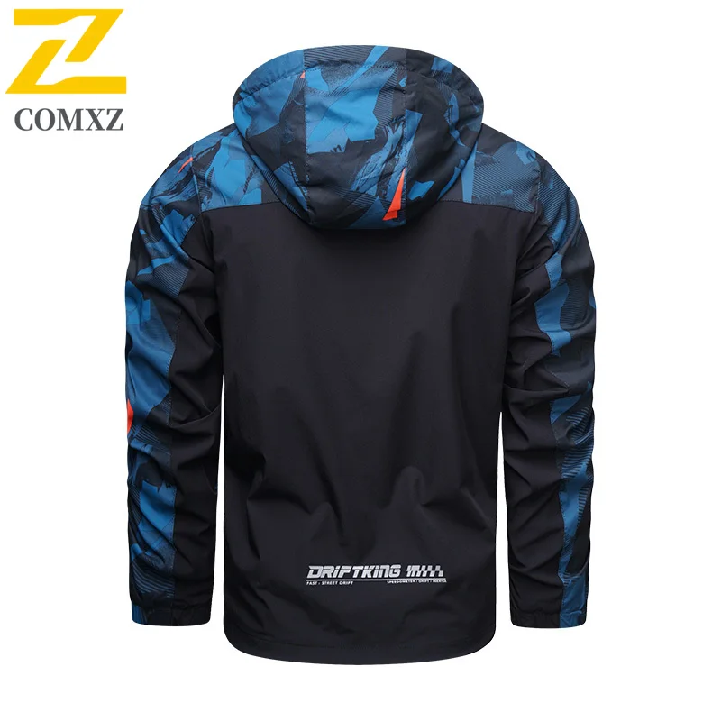 Outdoor Windbreaker Jackets Men's 2025 Autumn Trendy All-match Waterproof Camouflage Jacket Casual Loose plus size Hooded Coat