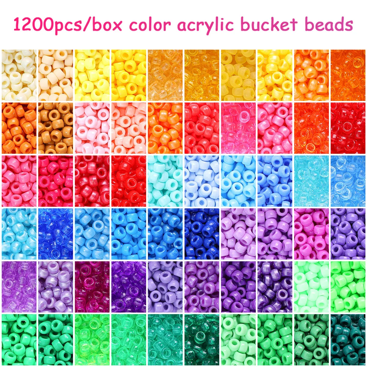 1200pcs/lot Big Hole Decor Beads Set for Jewelry Making DIY Bracelets Hair Crafts Necklace Gift for Kids