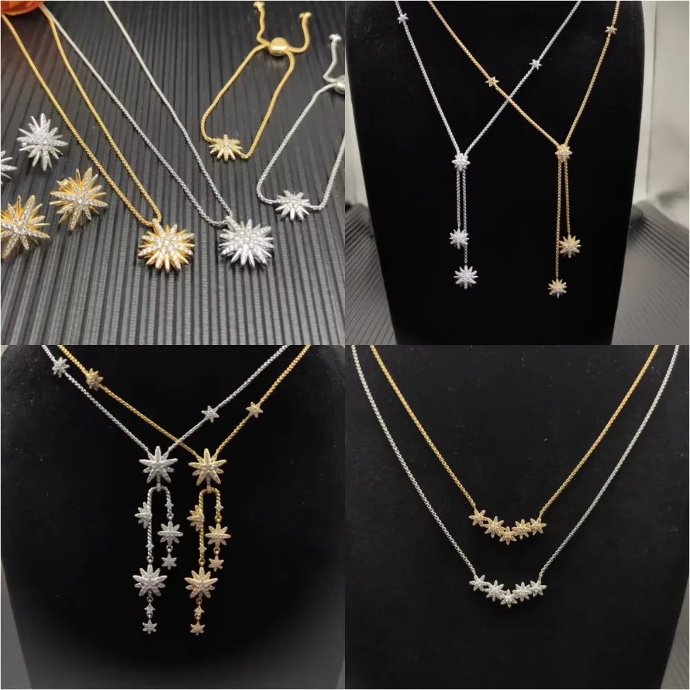 

Flower Zircon Pendant Necklace Vintage Adjustable Twisted Chain Wholesale