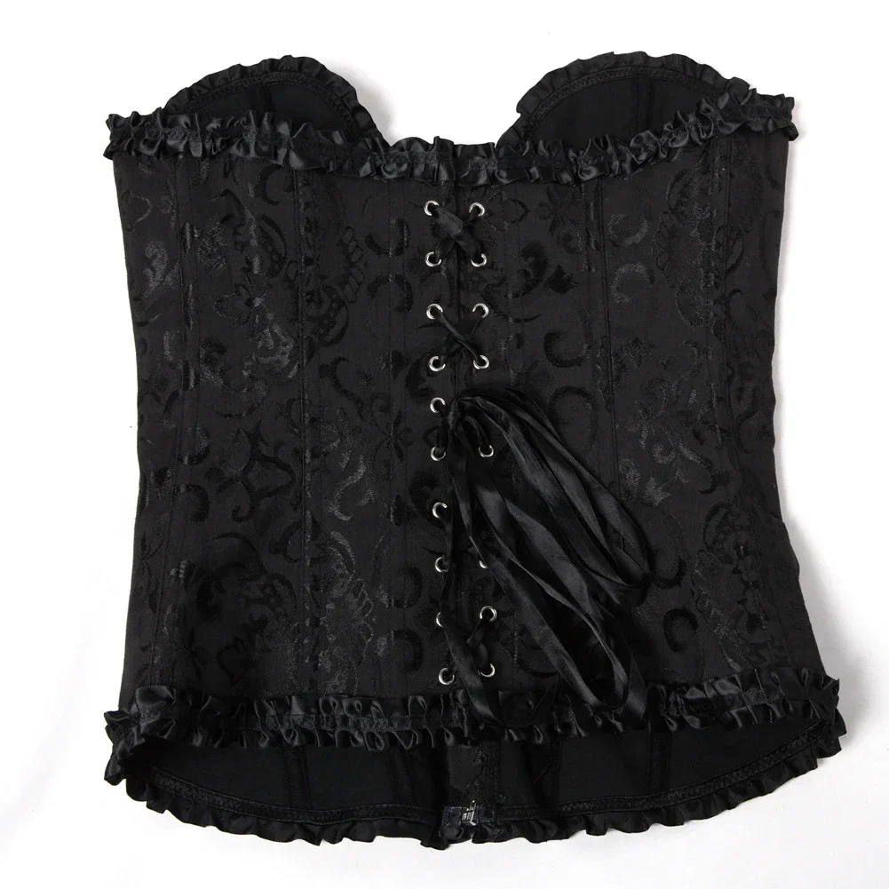 XS-7XL Overbust Corset Plus Size Sexy Corselet Corsets and Bustiers Satin Floral Lace Corset Tops Vintage Gothic Lingerie Women