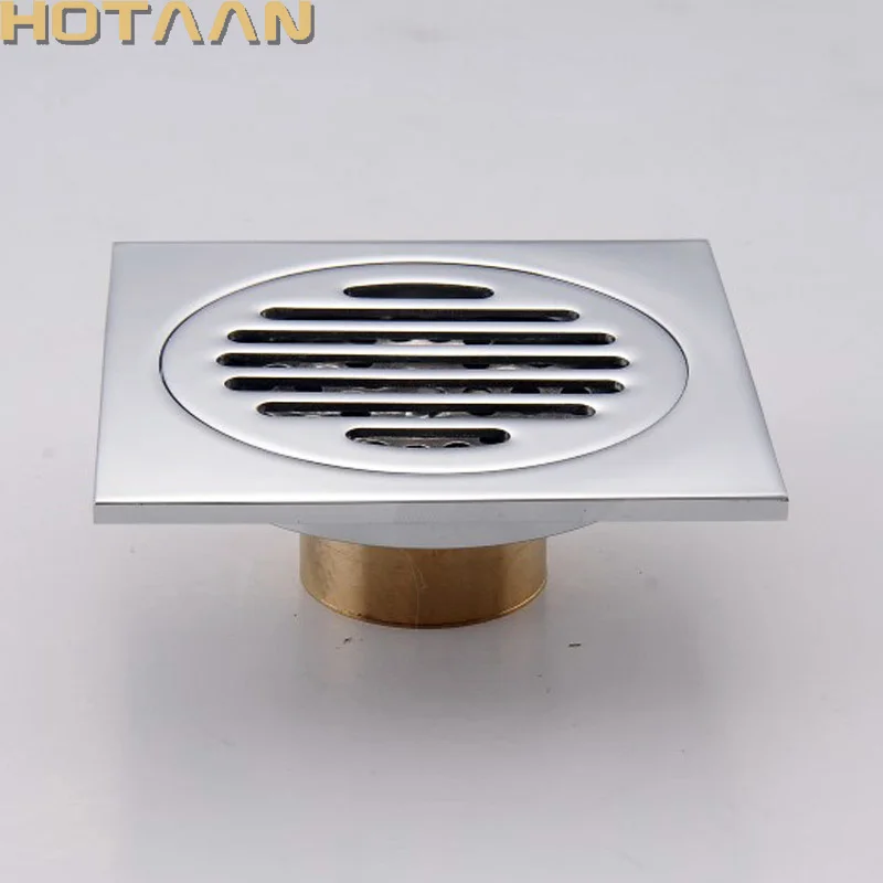 . High Quality Chrome Plated Solid Brass Made Bathroom Accessory Square Floor Drain Waste Grate 100mm*100mm YT-2107