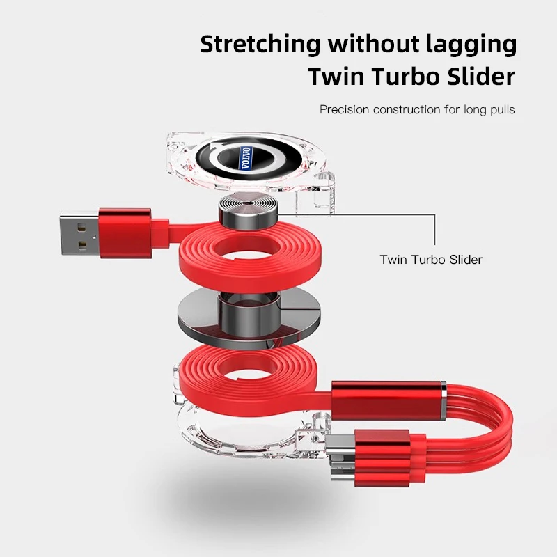سيارة تلسكوبي 3 في 1 USB نوع C كابل شحن شاحن متعدد لفولفو ES90 EC40 EX40 EM90 XC90 V90 V60 XC60 V40 S80 S60 S90 #6