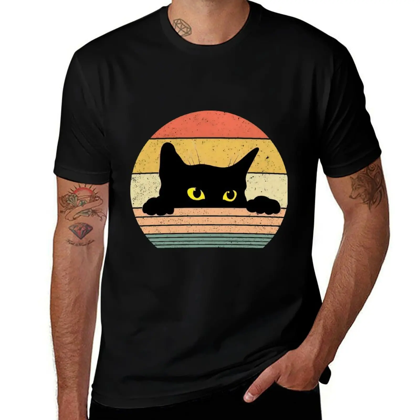 

black cat! T-Shirt funny t shirts man t shirts cotton 100% T-Shirt