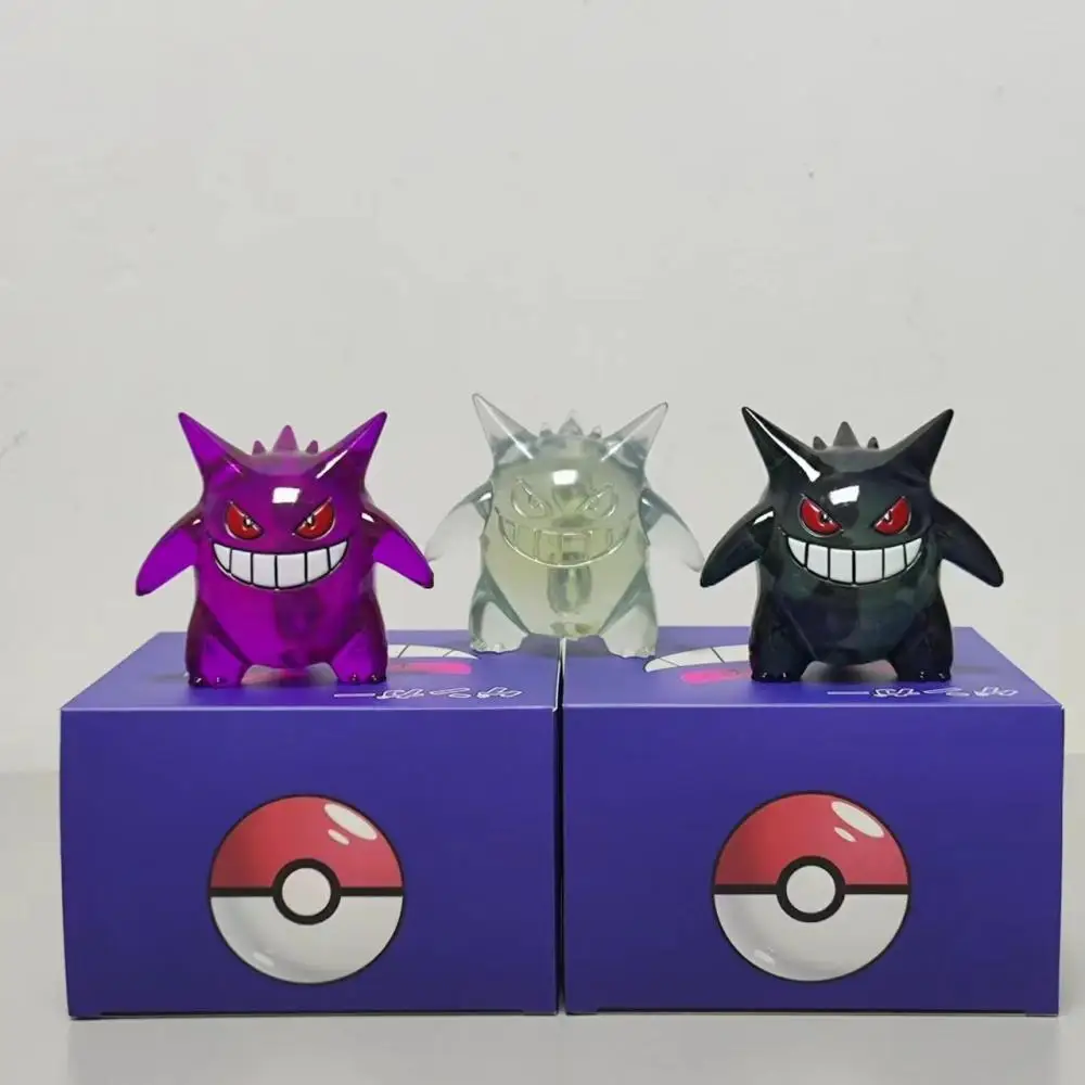 8cm Pokemon Q version transparent Gengar Garage Kit Model desktop Ornament decorate Cartoon Anime periphery a birthday present