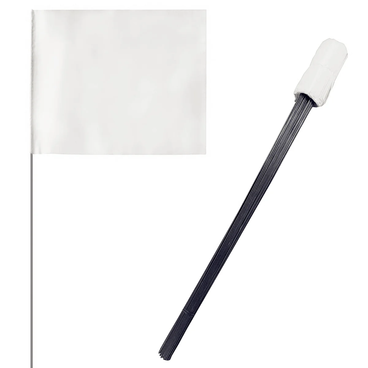 100 Pack white Marking Flags - 4 x 5-Inch Flag Steel Wire marker flags