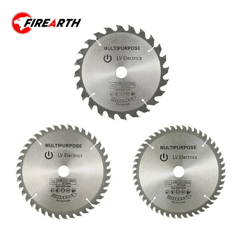 Firearth 24T/40T/48T شفرة منشار دائري 165 مللي متر Dia TCT نصل منشار من الكربيد أسطوانة تقطيع الخشب لأدوات تقطيع الخشب