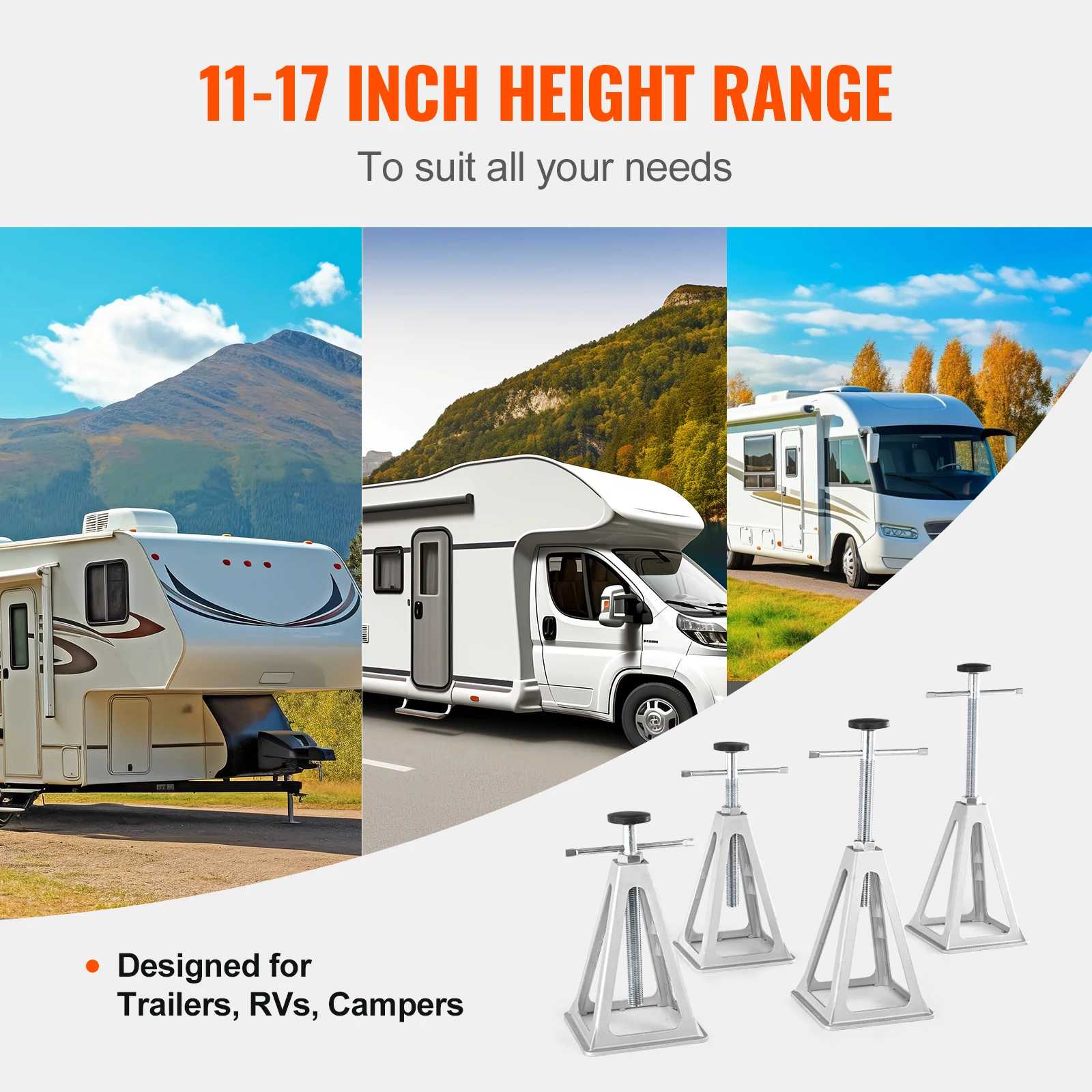 SucceBuy 4 حزمة RV مثبت جاك 6000 رطل الألومنيوم RV التسوية جاك المكدس الرافعات ل RV السفر مقطورة تخييم مقبس برغي واحد #4