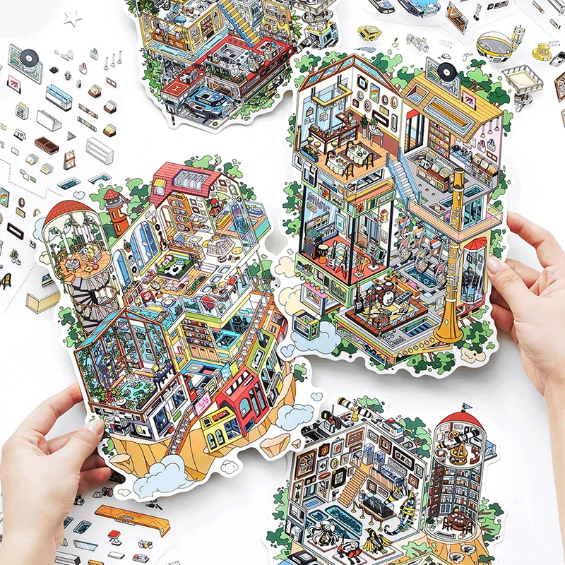 

Набор стикеров Mr. Paper Open Today, серия 38, 3 шт., 2.5D, большой размер, белая карточка из ПЭТ, сцены из магазина, для декора дневника, креативного оформления, для самостоятельного изготовления чехлов для телефонов